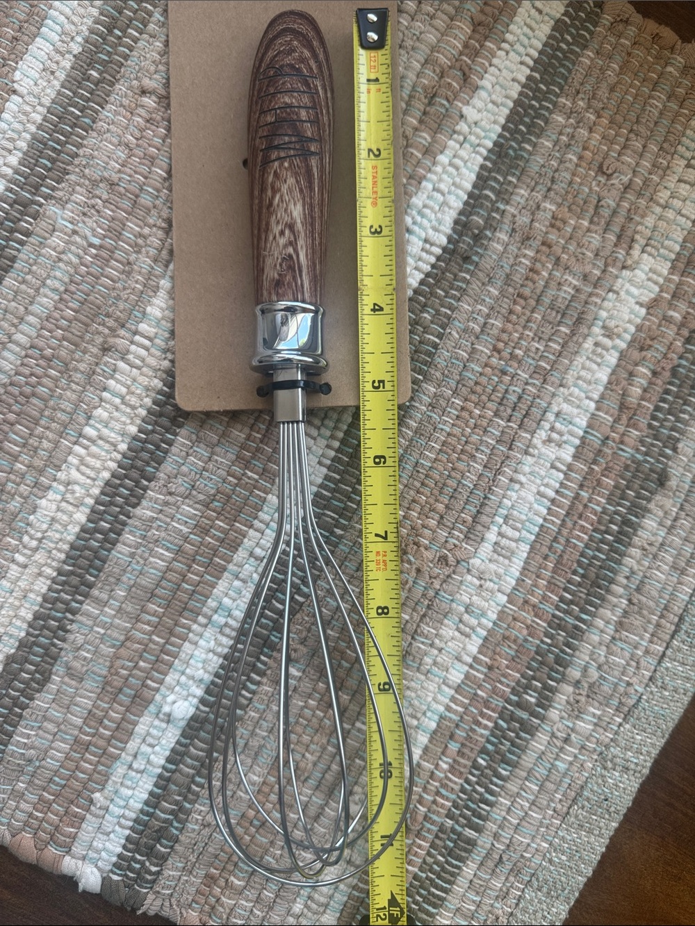 RAE DUNN Wood Handle Stainless Steel Whisk